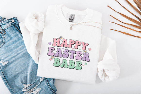 Happy Easter Babe SVG Retro Bubble Font