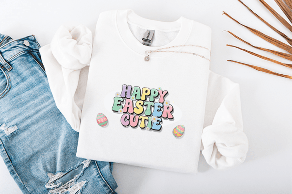 Happy Easter Cutie SVG Retro Bubble Font