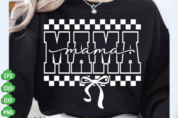 Mama Checkered Bow SVG, Retro Mama Png