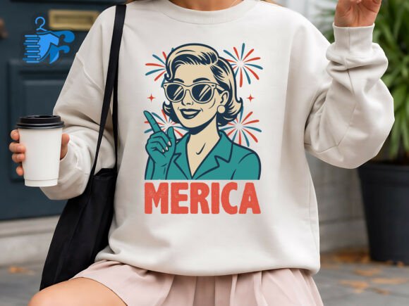 Merica SVG Retro Patriotic Woman